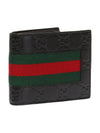 GG Signature Web Leather Half Wallet Black - GUCCI - BALAAN 4