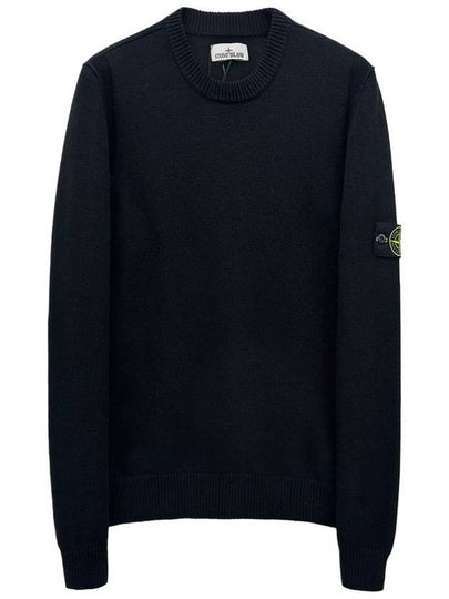 Wappen Patch Crew Neck Wool Knit Top Black - STONE ISLAND - BALAAN 2