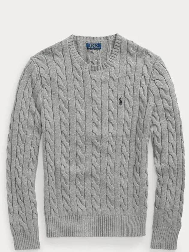 Embroidery Logo Cable Knit Top Grey - POLO RALPH LAUREN - BALAAN 2