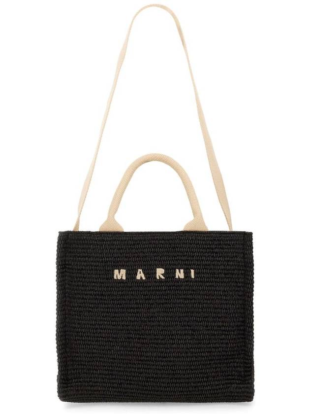 Small Raffia East West Tote Bag Black - MARNI - BALAAN 4