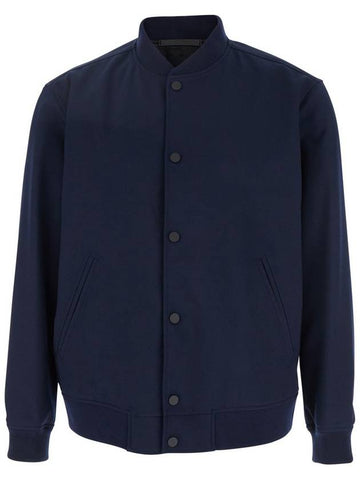 Blue Bomber Jacket With Snap Button Closure In Wool Blend Man - THEORY - BALAAN 1