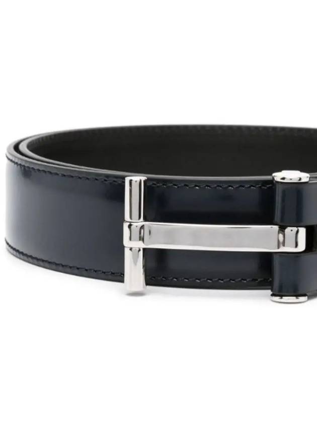 T Buckle Leather Belt Dark Navy - TOM FORD - BALAAN 3