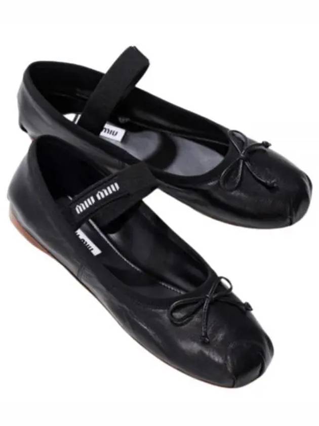 Women's Logo Leather Ballerinas Black - MIU MIU - BALAAN 2