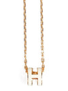 Mini Pop H Pendant Necklace Gold Blanc White - HERMES - BALAAN 3