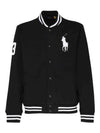 Embroidery Pony Logo Varsity Bomber Jacket Black - POLO RALPH LAUREN - BALAAN 2