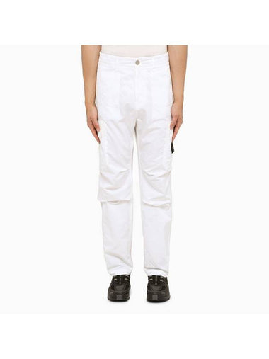 Waffen Logo Pocket Cargo Straight Pants White - STONE ISLAND - BALAAN 1