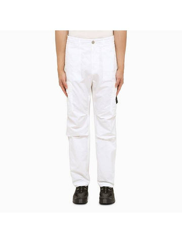 Waffen Logo Pocket Cargo Straight Pants White - STONE ISLAND - BALAAN 1