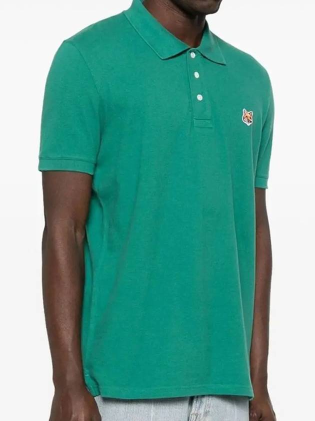 Fox Head Patch Cotton Polo Shirt Green - MAISON KITSUNE - BALAAN 5