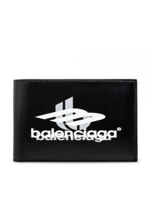 Logo Print Leather Half Wallet Black - BALENCIAGA - BALAAN 2