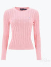 Embroidered Logo Pony Cable Knit Top Pink - POLO RALPH LAUREN - BALAAN 2