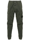 Stretch Cotton Cargo Straight Pants Green - STONE ISLAND - BALAAN 3