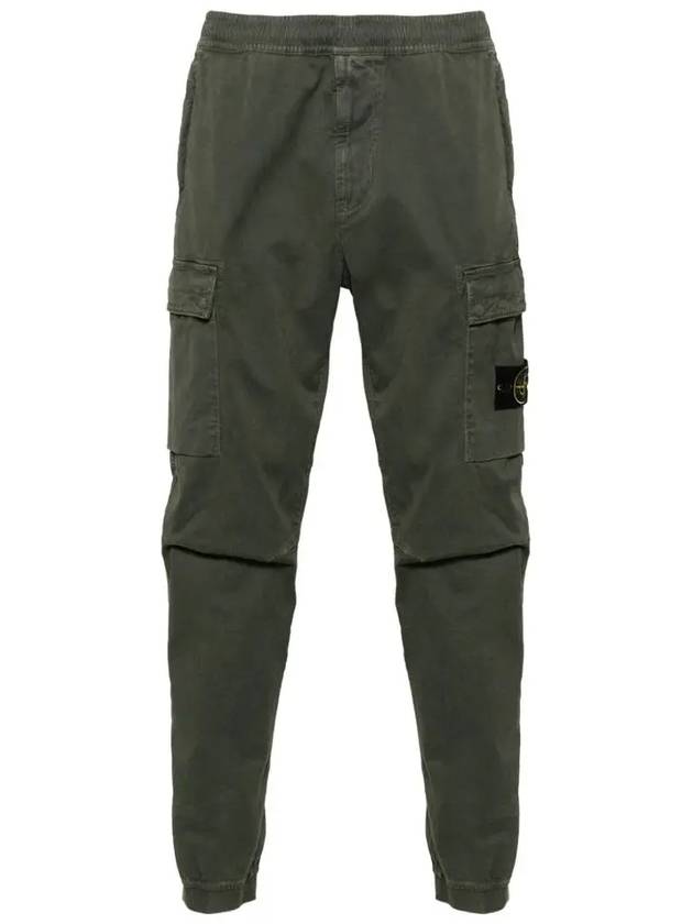 Stretch Cotton Cargo Straight Pants Green - STONE ISLAND - BALAAN 3