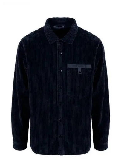 Logo Oversized Cotton Long Sleeve Shirt Navy - STONE ISLAND - BALAAN 2