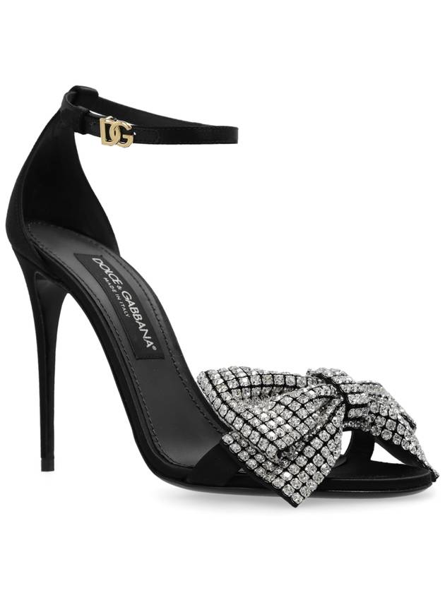 Dolce & Gabbana Heeled Sandals With Decorative Bow, Women's, Black - DOLCE&GABBANA - BALAAN 4