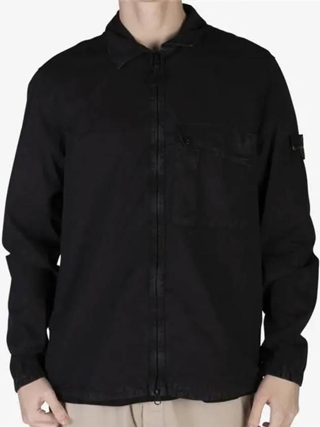 Old Treatment Garment Dyed Overshirt Jacket Black - STONE ISLAND - BALAAN 4