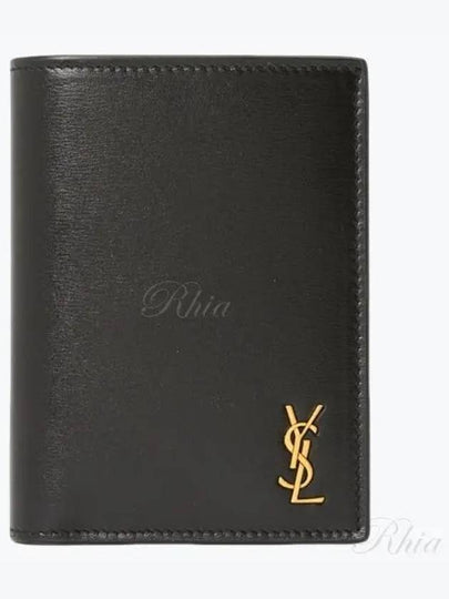 Monogram Gold Hardware Bifold Wallet Black - SAINT LAURENT - BALAAN 2