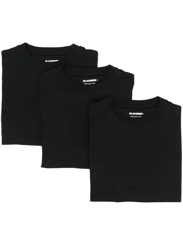 Logo Patch Cotton Short Sleeve T-Shirt 3 Pack Black - JIL SANDER - BALAAN 2