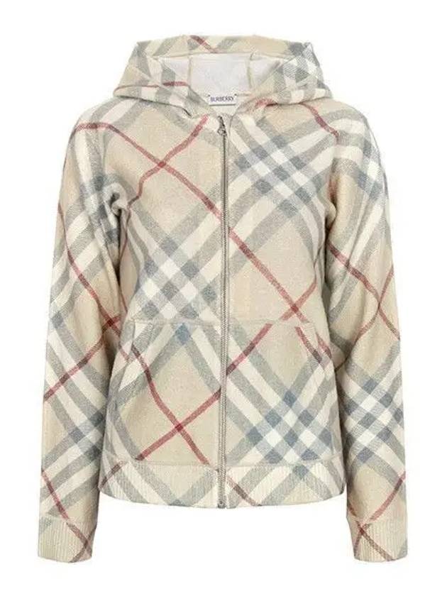 Kids Check Wool Hooded Zip-Up Jacket Beige - BURBERRY - BALAAN 2