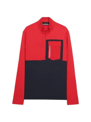 Methis Half Zip-Up Mid-Layer Long Sleeve T-Shirt Barbados Cherry - J.LINDEBERG - BALAAN 1