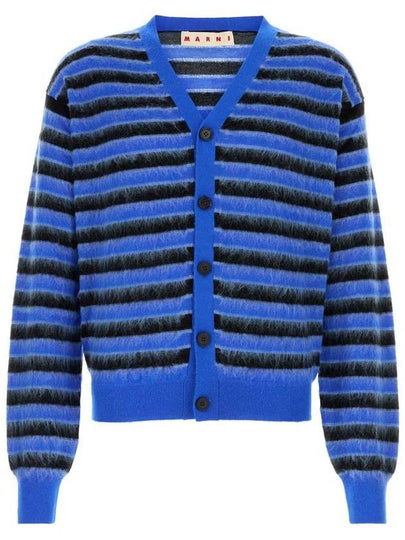 V-Neck Striped Cardigan Blue - MARNI - BALAAN 2