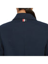 Women's Double Face Tech Round Collar Cotton Overcoat Navy - THOM BROWNE - BALAAN 8