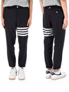 Plain Weave 4-Bar Elastic Waist Track Pants Black - THOM BROWNE - BALAAN 2