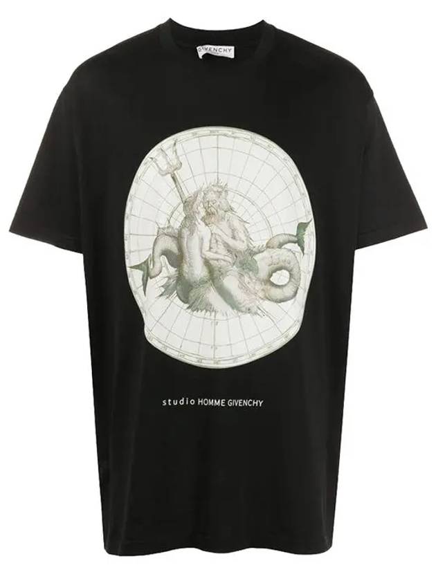 Poseidon Print Overfit Short Sleeve T-Shirt Black - GIVENCHY - BALAAN 2