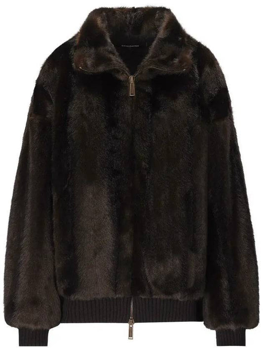 Logo Bomber Eco Fur Jacket Brown - DSQUARED2 - BALAAN 1