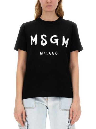 Brushed Logo Short Sleeve T-Shirt Black - MSGM - BALAAN 2