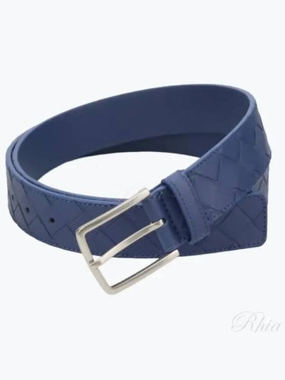 Intrecciato Leather Belt Blue - BOTTEGA VENETA - BALAAN 2