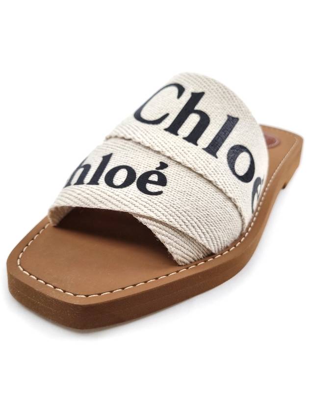 Woody Logo Flat Mule Slippers White - CHLOE - BALAAN 8