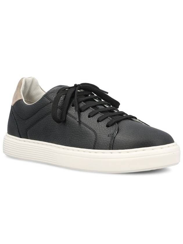 Logo Leather Low Top Sneakers Black - BRUNELLO CUCINELLI - BALAAN 3