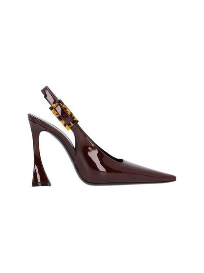 Dune Patent Leather Slingback Heels Marron Glace - SAINT LAURENT - BALAAN 2