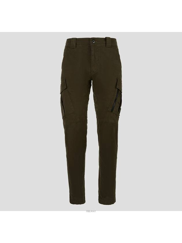 Men's Stretch Satin Cargo Straight Pants Khaki - CP COMPANY - BALAAN.