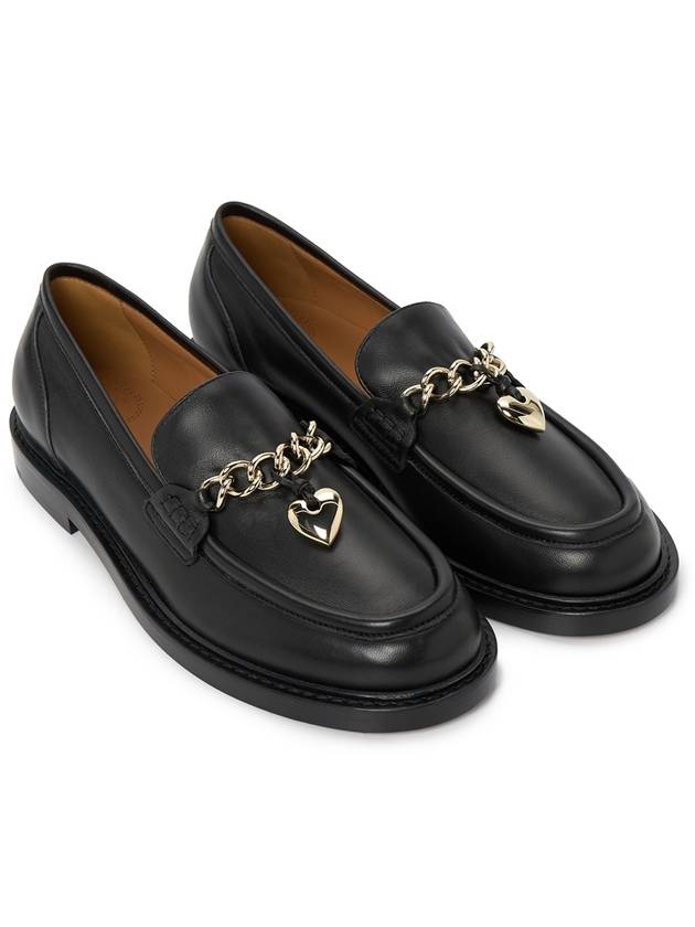 Ninna Chain Detail Leather Loafers Black - CHLOE - BALAAN.