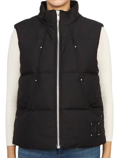 Women's Logo Patch Zipper Padded Vest Black - MOOSE KNUCKLES - BALAAN 1