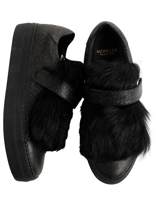 fur panel low-top sneakers black - MONCLER - BALAAN 2