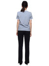 Women's Melange Jersey Ringer Short Sleeve T-Shirt Light Blue - THOM BROWNE - BALAAN 6