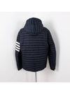 Matte Nylon 4-Bar Stripe Downfill Quilted Hoodie Padding Navy - THOM BROWNE - BALAAN 5