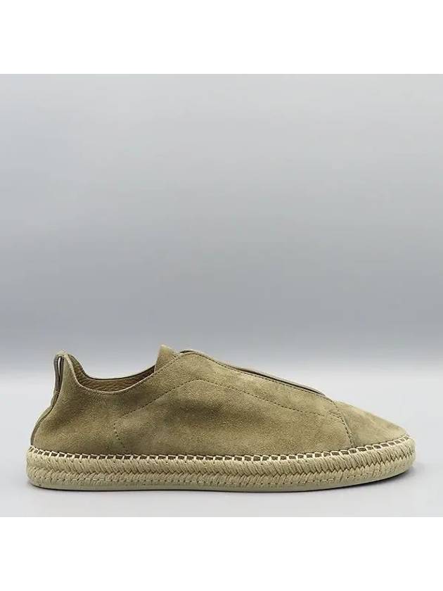 Zegna olive green suede triple stitch espadrilles size 11 - ERMENEGILDO ZEGNA - BALAAN 3