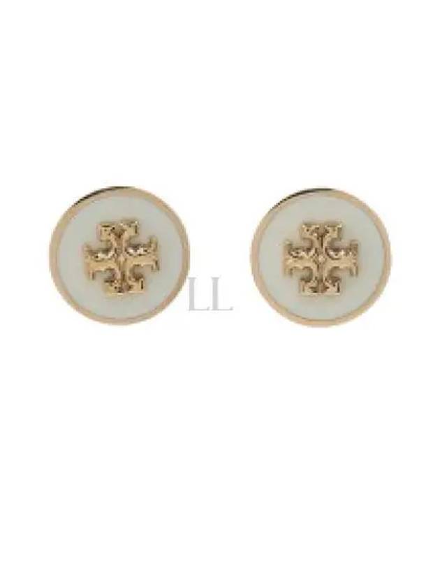 Kira Enamel Circle Stud Earrings White Gold - TORY BURCH - BALAAN 2