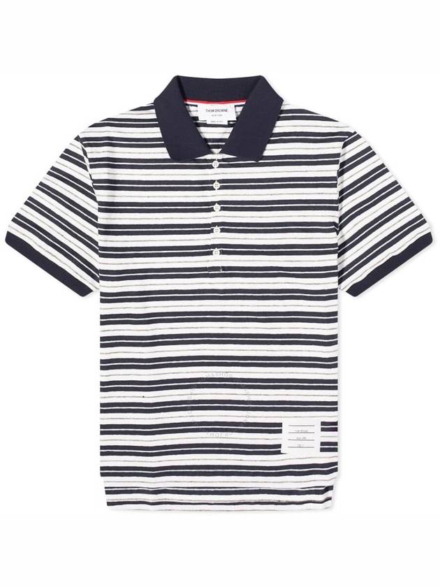 Logo Patch Striped Polo Shirt - THOM BROWNE - BALAAN 2