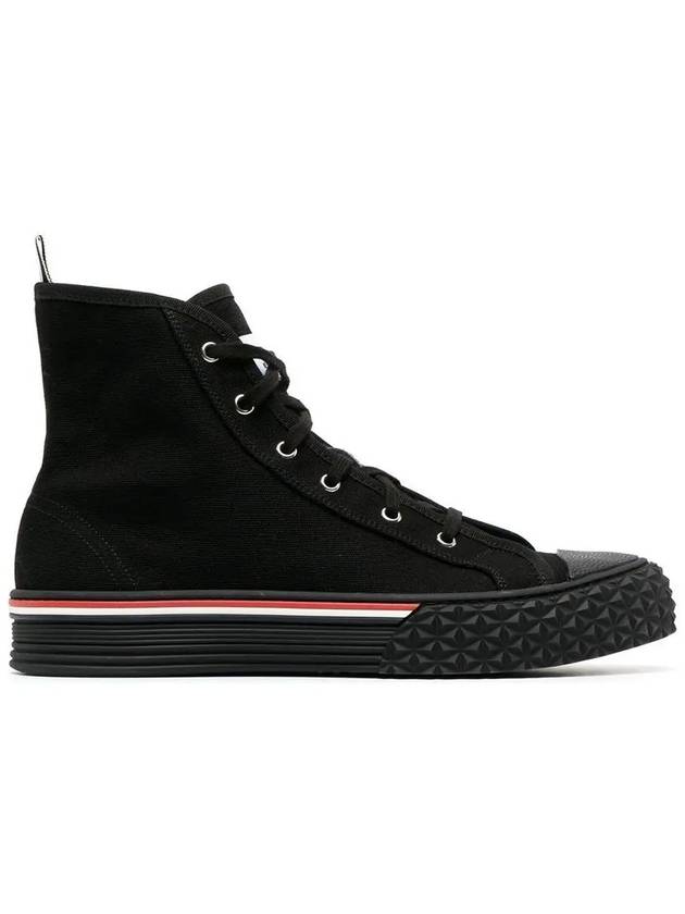 RWB Stripe Canvas Tartan Sole Collegiate High Top Sneakers Black - THOM BROWNE - BALAAN 2