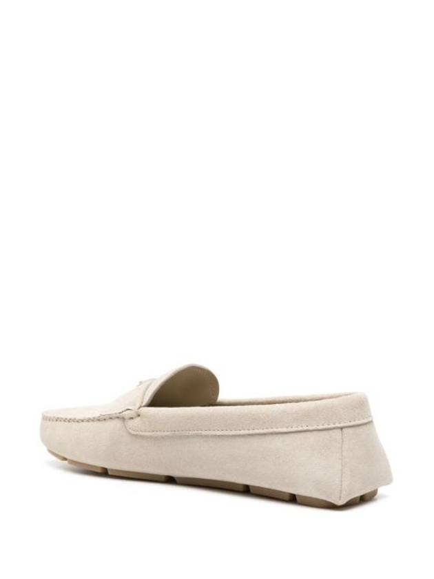 Triangle Logo Suede Driving Shoes Beige - PRADA - BALAAN 4