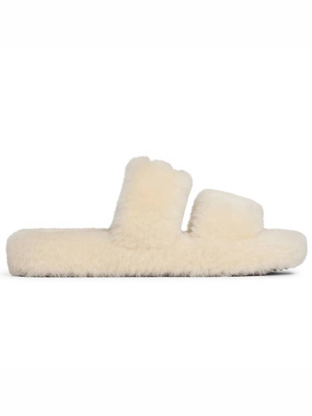 Triomphe Shearling Fur Slippers Brown Beige - CELINE - BALAAN 3