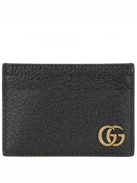 GG Marmont Leather Card Wallet Black - GUCCI - BALAAN 2