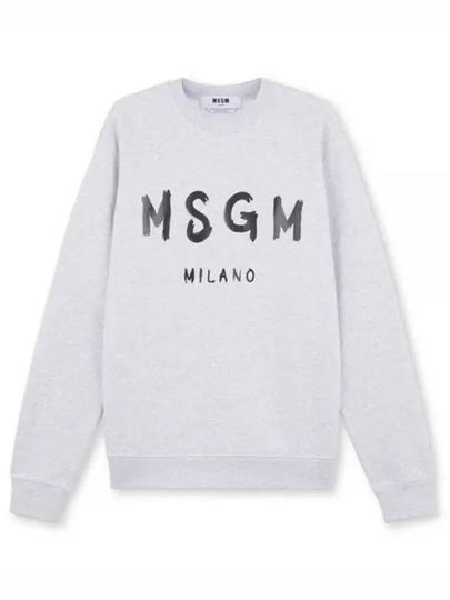 Milano Brushed Logo Print Cotton Sweatshirt Grey - MSGM - BALAAN 2