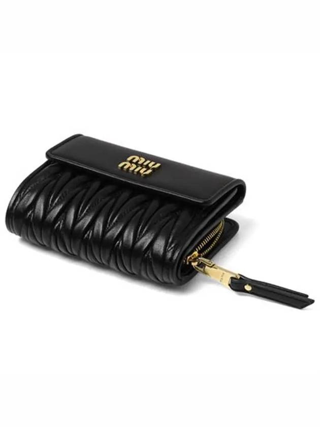 Logo Zipper Leather Card Wallet Black - MIU MIU - BALAAN 8