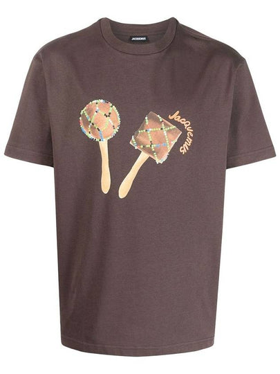 Maraca Logo Print Cotton Short Sleeve T-Shirt Brown - JACQUEMUS - BALAAN 2