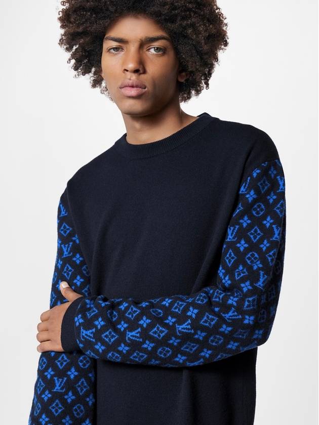 Monogram Mix Cashmere Crew Neck Knit Top Navy - LOUIS VUITTON - BALAAN 3